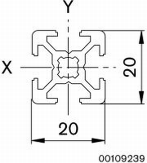 Strebenprofil 20X20 M6/-